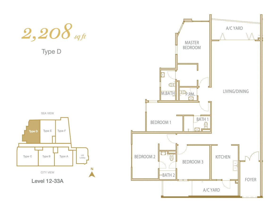 Cantonment Residence Type D 2,208 sq ft floor plan