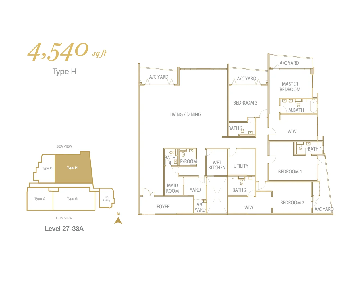Cantonment Residence Type H 4,540 sq ft floor plan