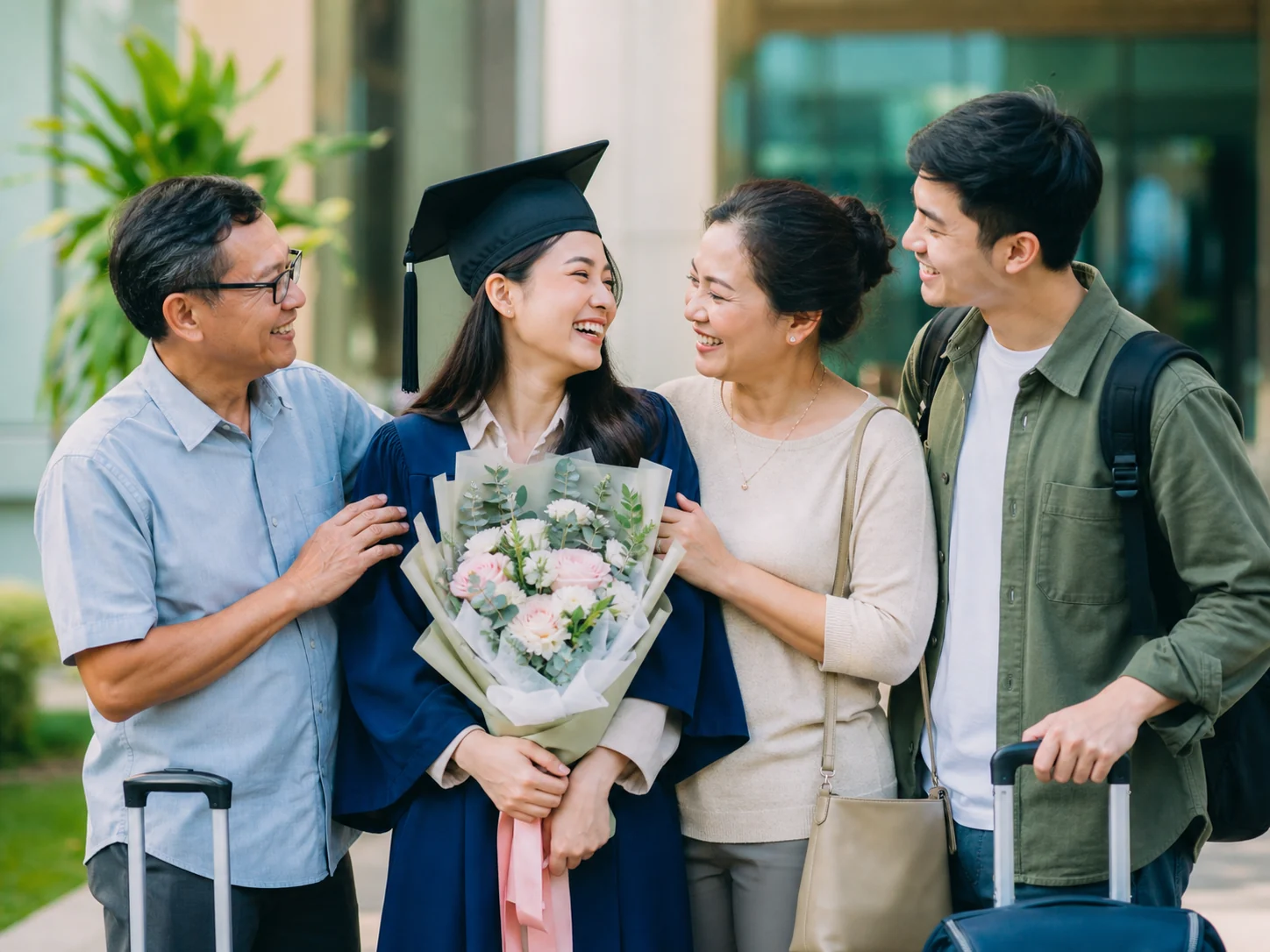 Graduate with visiting family and friend in Penang