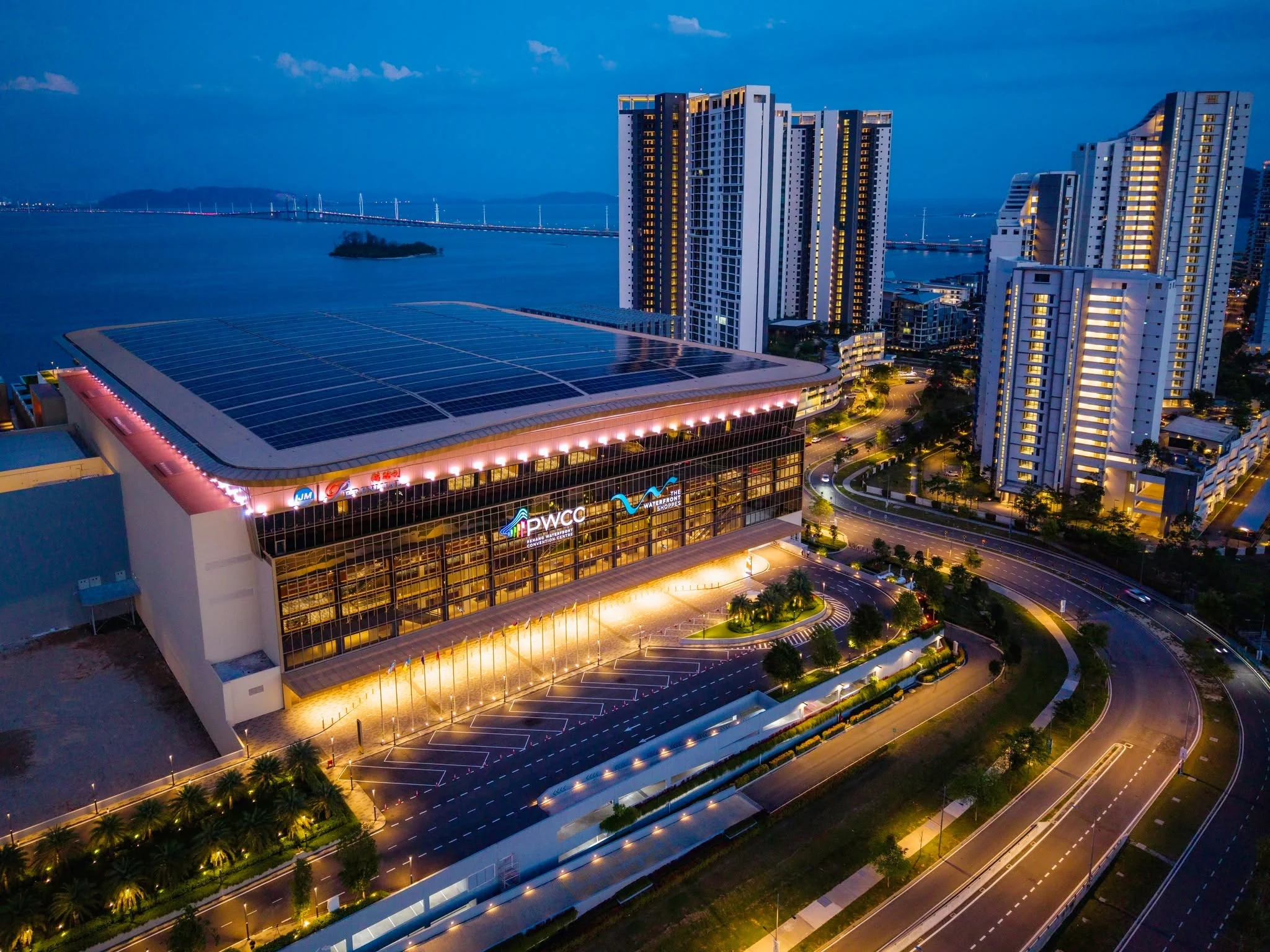 Penang Waterfront Convention Centre at night