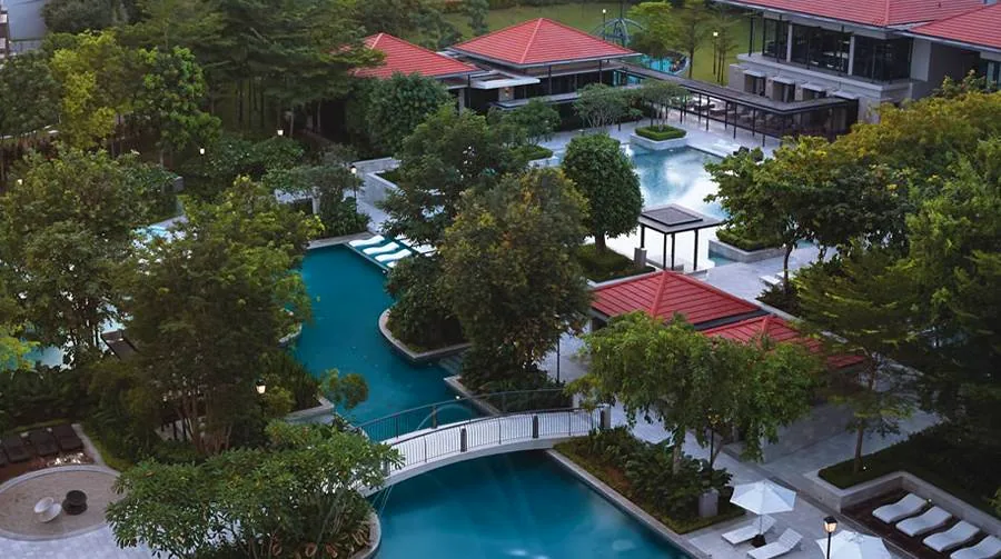 Wide view of Quayside residents-only waterpark