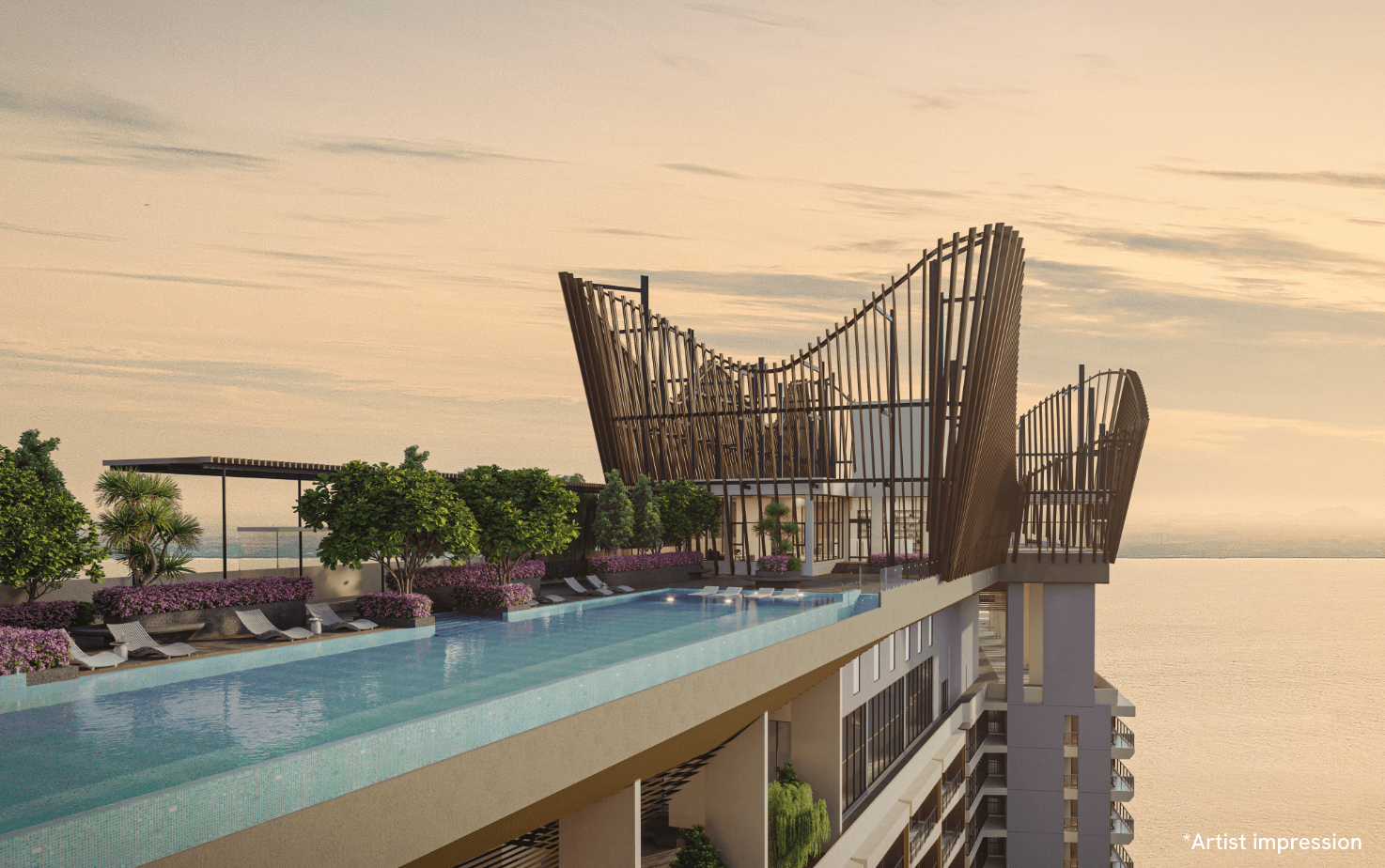 Artist impression of The Crown Penang sky pool