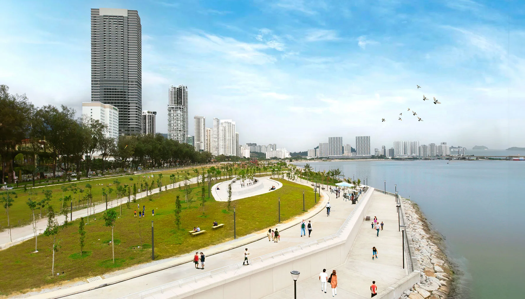 Gurney Bay public waterfront park in Penang