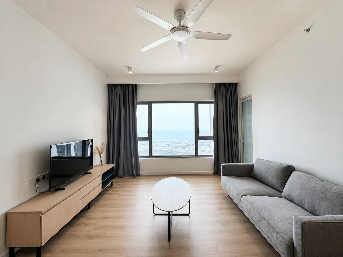 Actual 723 sq ft living room at The Meg
